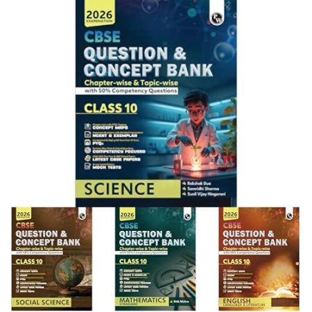 PW CBSE Question & Concept Bank (QCB) Class 10 Mathematics (Standard), Science, Social Science, English Combo Set of 4 Books Chapterwise & Topicwise Solved Questions For 2026 Exams