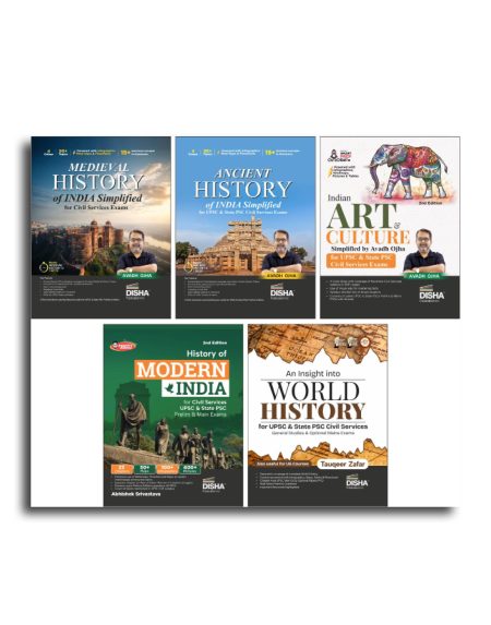 Combo (set of 5 Books) HISTORY - Ancient, Medieval, Modern India, Art & Culture & World for Civil Services Mains (GS & Optional) & Prelims | Powered with Infographics, Mindmaps, Pictures & Tables