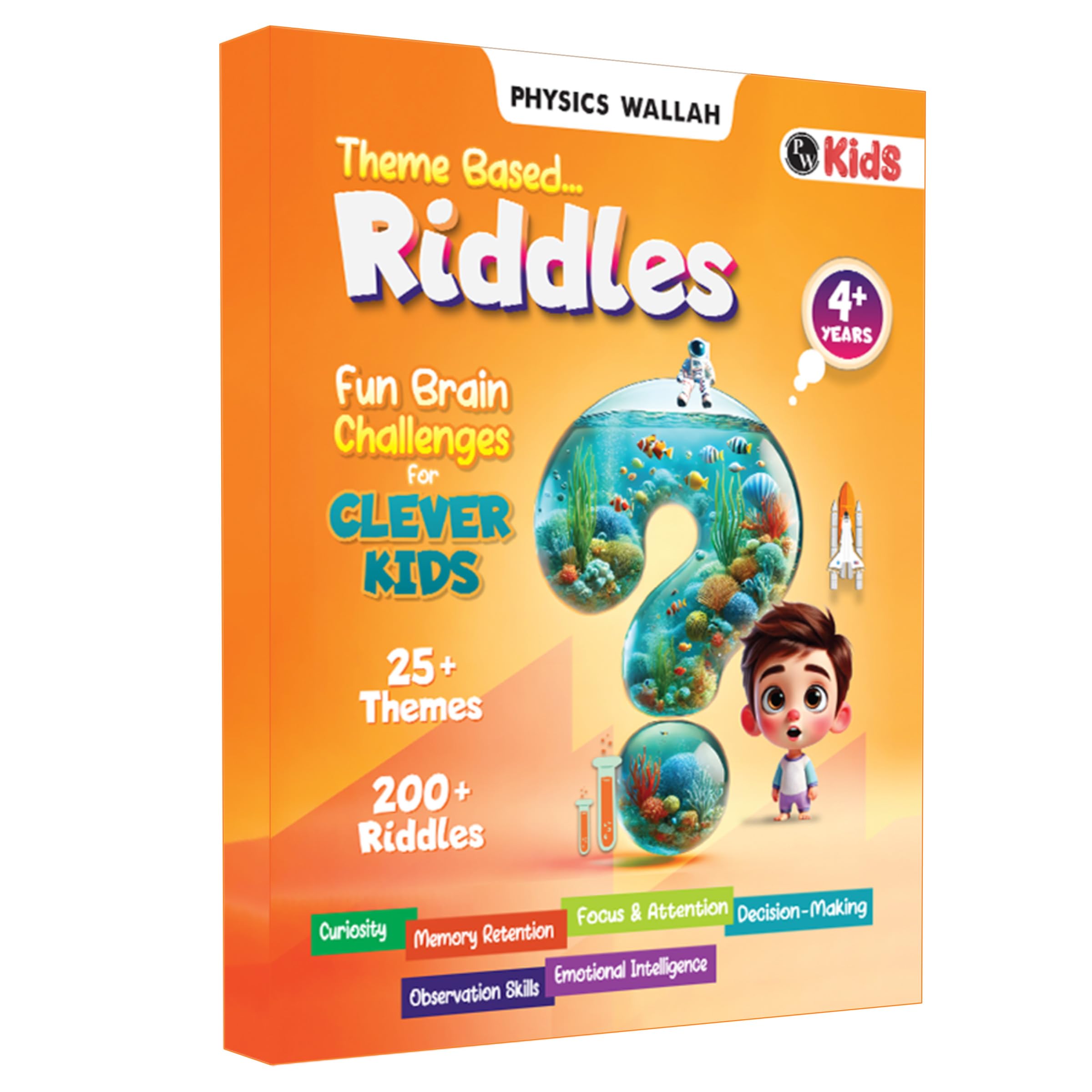Physics Wallah PW Riddles Book For Kids | 200+ Theme Based Riddles Book For 4+ Years Old | English Interactive Brain Teasing Riddle Activity Book For Growing Kids