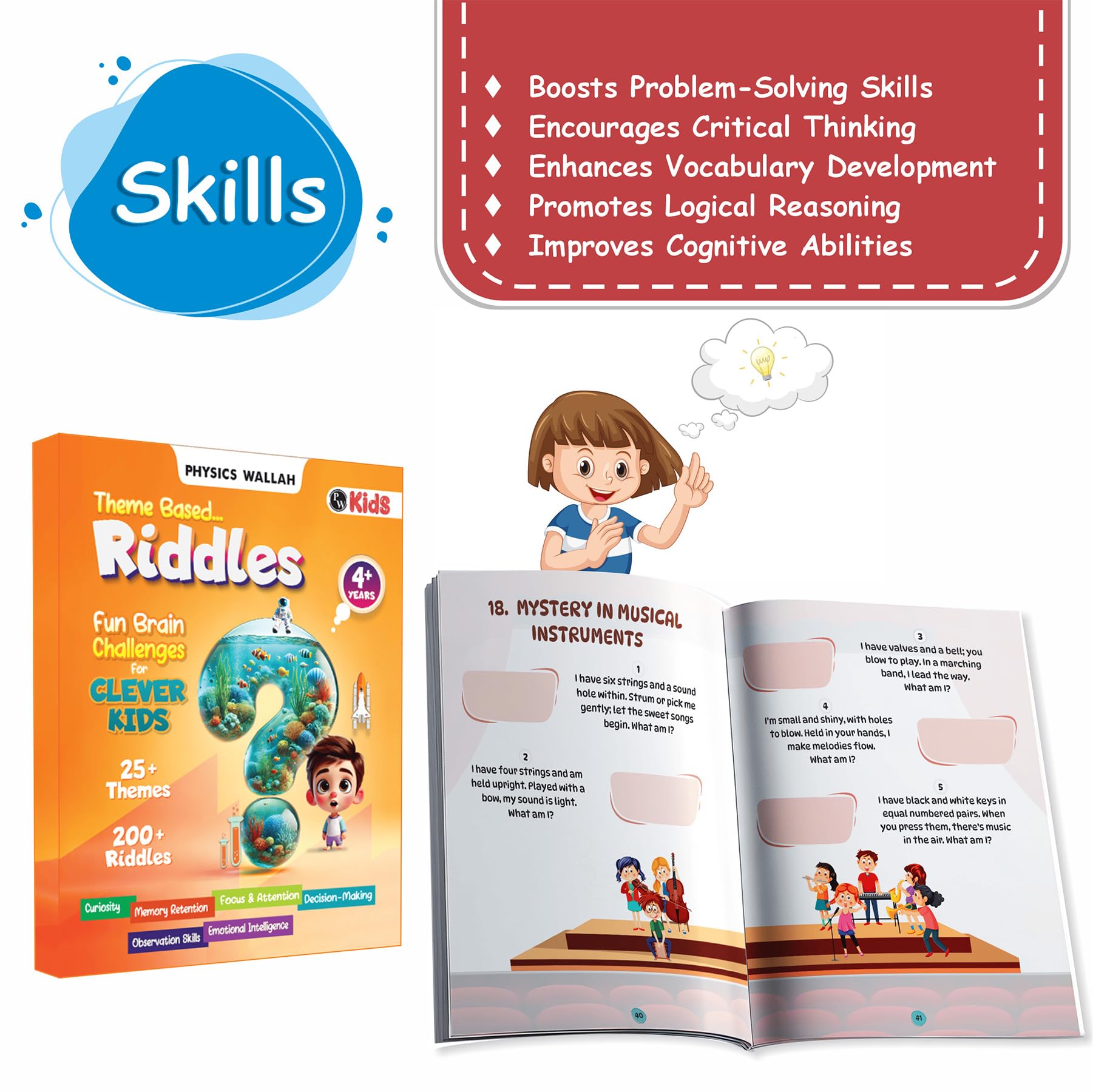 Physics Wallah PW Riddles Book For Kids | 200+ Theme Based Riddles Book For 4+ Years Old | English Interactive Brain Teasing Riddle Activity Book For Growing Kids - Image 2