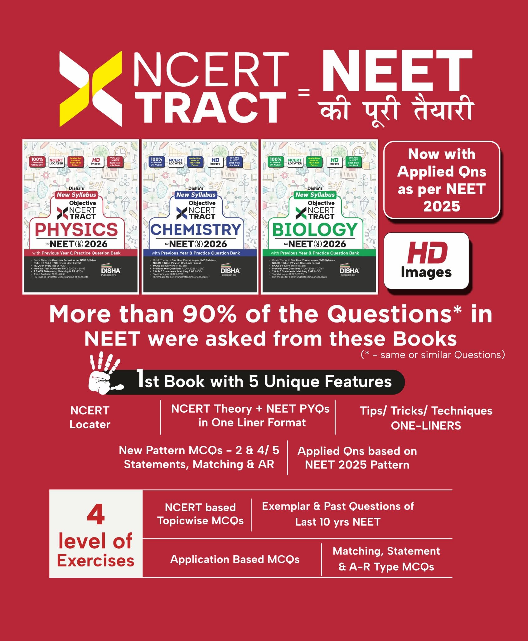 Disha New Syllabus Objective NCERT Xtract Physics, Chemistry & Biology for NEET 2026 with Question Bank | Theory, NCERT MCQs, Tips on your Fingertips, Neet PYQs, 3 Mock Tests | 10th edition - Image 9