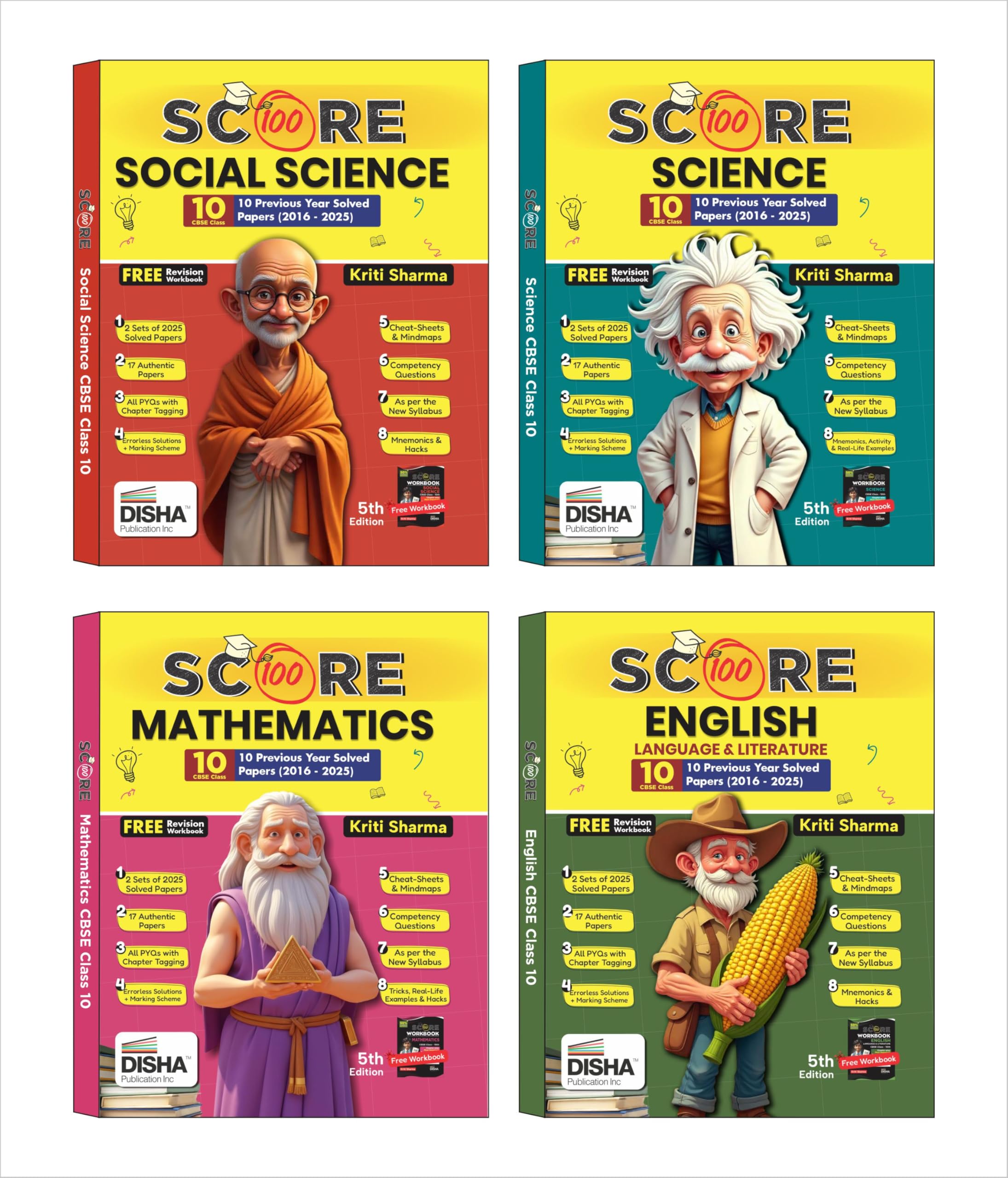 Disha (Set of 4 Books) Score 100 Science, Mathematics, Social Science, English Language & Literature CBSE Class 10 - 10 Year-wise Solved Papers (2016 - 2025) 5th Edn | 2026 Exam| Book by Kriti Sharma - Image 7